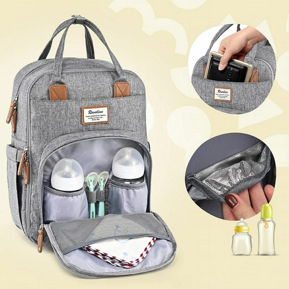 RUVALINO Large Diaper Bag Backpack, Multifunction Travel Maternity Baby Changing - Picture 7 of 10